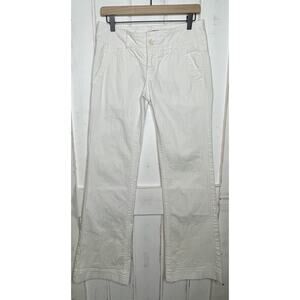 Billy Blues White Wide Leg Low Rise Bootcut Flare Jeans Pinstripe Flower Size 4
